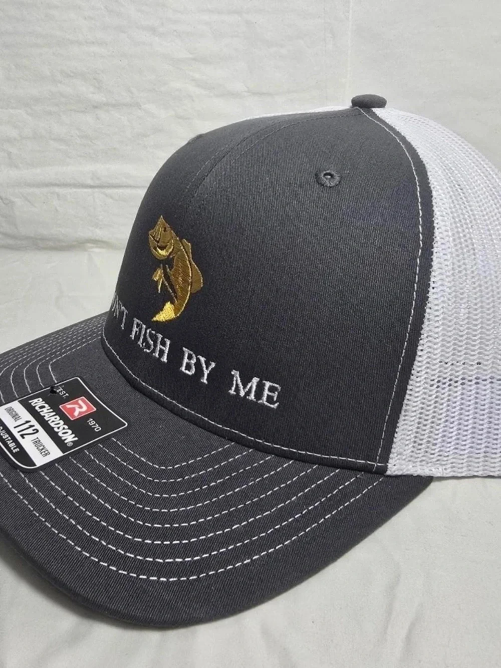 Don’t Fish By Me Richardson 112 Trucker Hat Charcoal White Snapback Fishing Cap